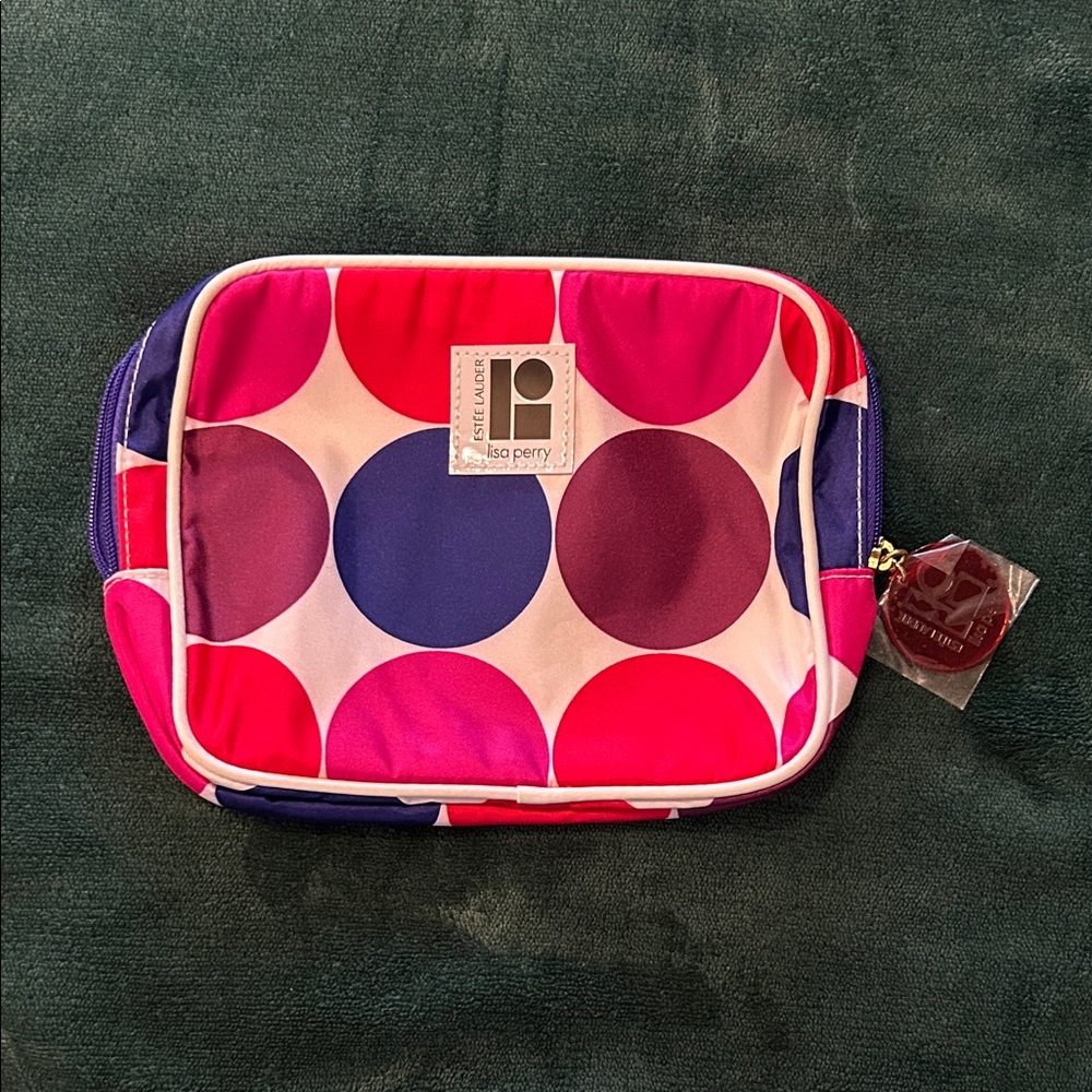 New Lisa Perry Estee Lauder Bold Pink and Purple Dot Bag